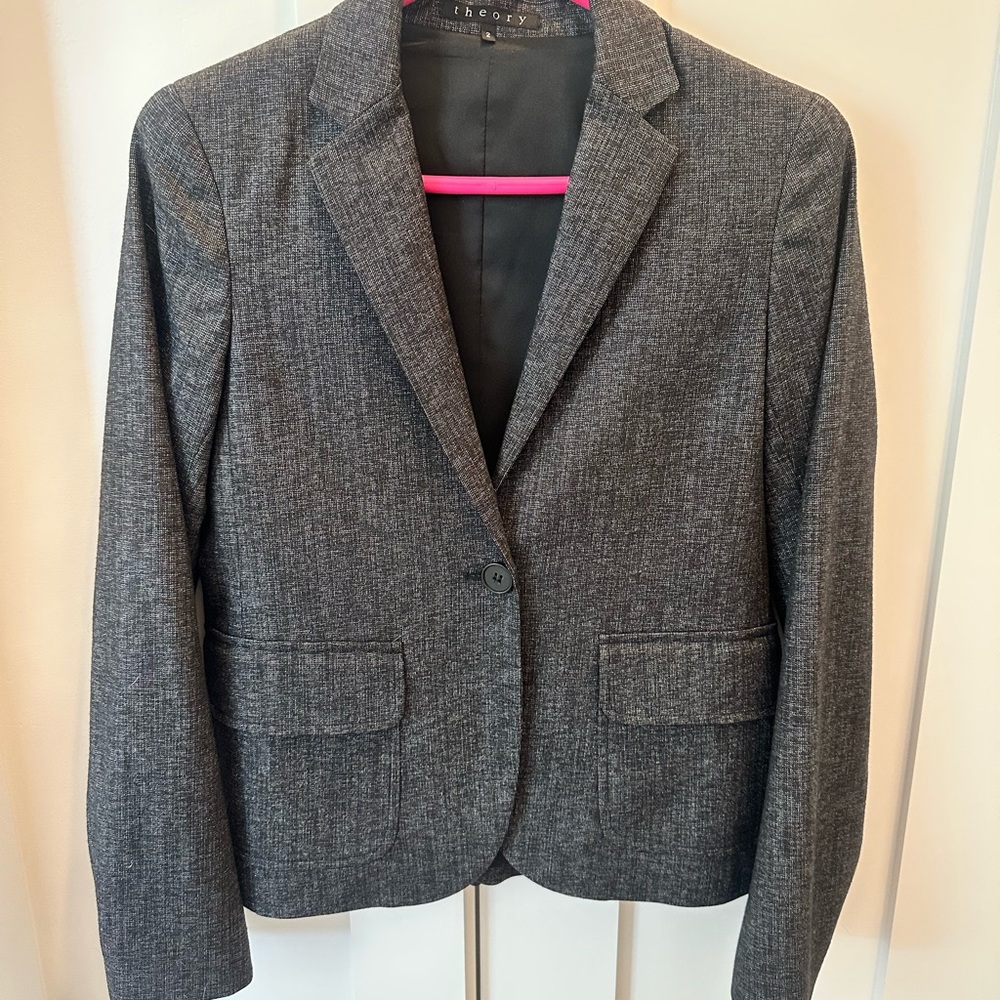 Theory Gray Blazer Tailored Suit Jacket